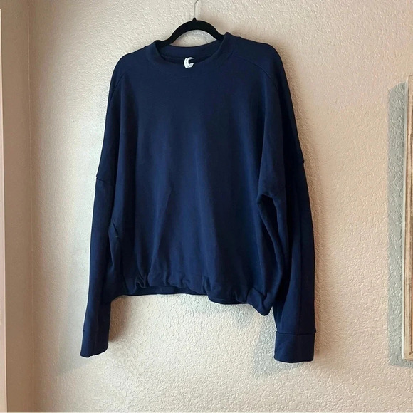 Fabletics Terry Selena Pullover Sweatshirt Size 2X XXL Navy Blue Cropped - Picture 6 of 6